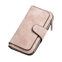 Pineeseatile Frauen Leder Brieftasche Lange Kapazität Kupplungsbeutel Matte Handheld -Kartenbeutel Rosa große Kapazitätskupplungen von Pineeseatile