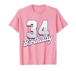 34. Geburtstag, 34 Jahre, rosa Mädchen T-Shirt von Pink Birthday Celebration Designs