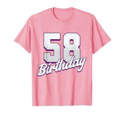 58. Geburtstag, 58 Jahre, rosa Mädchen T-Shirt von Pink Birthday Celebration Designs