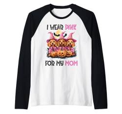 In October We Wear Pink Cocker Spaniel Breast Cancer Costume Raglan von Pink Breast Cancer Awareness Halloween Costume