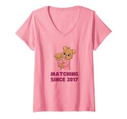 Damen Lustiger passender Baby-Bär Mama & Me T-Shirt mit V-Ausschnitt von Pink Love You to the Moon & Back Valentine