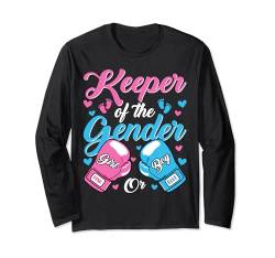 Lustiges Boxing Gender Reveal Keeper Of Gender Boxer Lover Jungen Langarmshirt von Pink Or Blue Keeper Of Gender Reveal Boxing Party