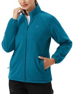 Pioneer Camp Damen Fleecejacke Leichte Fleece Jacket Reißverschluss Stehkragen Winter Warme Jacke Antistatische Sweatjacke mit Taschen Pfauenblau S von Pioneer Camp