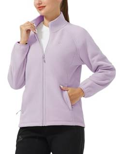 Pioneer Camp Damen Fleecejacke Leichte Fleece Jacket Reißverschluss Stehkragen Winter Warme Jacke Antistatische Sweatjacke mit Taschen Rosa Grau XXL von Pioneer Camp