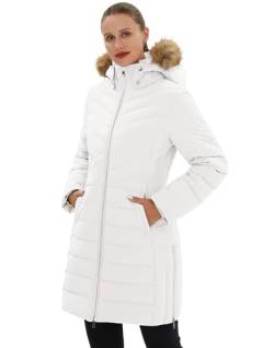 Pioneer Camp Damen Wintermantel Winter Warm Steppmantel Wasserdicht Lang Winterjacke mit Abnehmbarer Kunstpelzkragen Brillantes Weiß S von Pioneer Camp