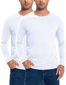 Pioneer Camp Herren-T-Shirts, Baumwolle, lässig, Rundhalsausschnitt, kurz/langärmelig, schwer, weich, einfarbig, klassische Passform, 2er-Pack Essential Cotton - Weiß, XL von Pioneer Camp