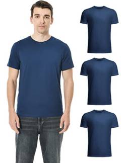 Pioneer Camp Herren T-shirt Set Baumwolle RundKragen Einfarbig Basic Tee Slim Fit Kurzarm Männer Multipack Marine S 3PCS von Pioneer Camp