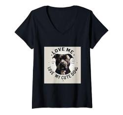 Damen Pitbull Mama Shirt Hund Papa American Pitbull Terrier Doggie T-Shirt mit V-Ausschnitt von Pitbull Gifts and Doggie Shirts