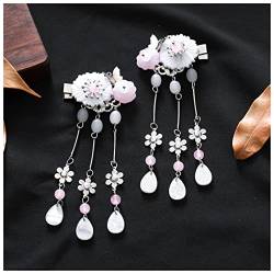 Haarnadel 1 stück / 2 stücke Antike Chinesische Haarnadeln Mädchen Blumen Haar Kamm Clip Quaste Haarnadeln Haarnadel Holz (Size : White Silver) von PiurUf