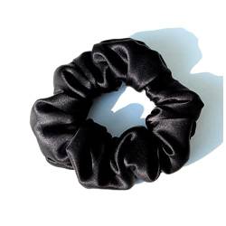 Stirnband Damen 100% reine Seide Große Scrunchies Seile Haarbänder Krawatten Elastics Pferdeschwanzhalter for Frauen Mädchen Zubehör 19 Momme 3,5 cm Stirnband Damen Winter (Size : 5 Black) von PiurUf