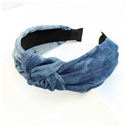 Stirnband Damen Denim Krawatte Farbstoffknoten Haarband Querstirnband for Frauen Mädchen Haarschmuck Stirnband (Size : Tie dye denim) von PiurUf