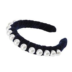 Stirnband Damen Elegante Perlenstirnband for Frauen Haarschmuck Haarbänder Mode Mädchen Haarreifen Band Ornament Braut Hochzeit Headwear Stirnband (Size : Navy Blue) von PiurUf