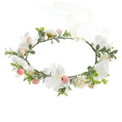 Stirnband Damen Frühling Böhmische Blumenkronen Strand Hawaii Blumengirlande Romantische Faux Rose Hochzeitskränze Blume Stirnband Stirnband (Size : RY9342-C) von PiurUf