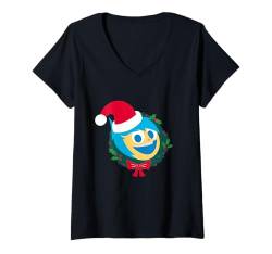 Damen Disney and Pixar’s Inside Out 2 Santa Joy Christmas Holiday T-Shirt mit V-Ausschnitt von Pixar