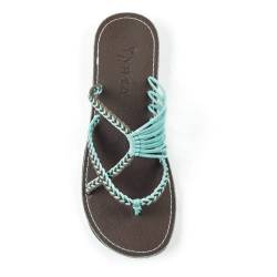 Plaka Damen Flip Flops Slide Sandalen Oceanside 10 M US Turquoise-grau von Plaka