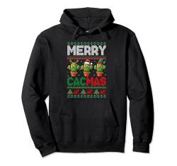 Merry Cacmas Christmas Sweater Three Santa Reindeer Cactuses Pullover Hoodie von Plant, Floral Christmas Costume