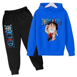Anime One Piece Hoodie Top Hose 2er Set Kinder Mädchen Jungen Trainingsanzug Set Jogginganzug Geburtstagsgeschenk für Alter 4 5 6 7 8 9 10 11 12 13 Jahre von Plantain