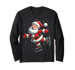 Santa Claus Eislaufen Schlittschuhläufer Weihnachten Schnee Langarmshirt von Play with Santa