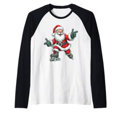 Santa Claus Roller Skating Skater Rollschuhe Weihnachten Raglan von Play with Santa