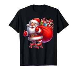 Santa Claus Roller Skating Skater Rollschuhe Weihnachten T-Shirt von Play with Santa