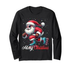 Santa Claus Rollschuhlaufen Frohe Weihnachten Schnee Langarmshirt von Play with Santa