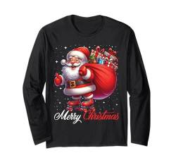 Santa Claus Rollschuhlaufen Frohe Weihnachten Schnee Langarmshirt von Play with Santa