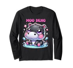 Offizielles Moo-Deng das berühmte Baby Pygmy Nilpferd – niedliche Kunst Langarmshirt von Playful Hippo Charm