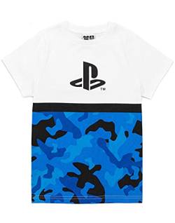 Playstation Kids T-Shirt Camo-Jungen blau weiß Logo Spiel Kurzarm Top 7-8 Jahre von Playstation