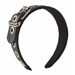 PU-Leder Stirnband Gothic Tiaras PU Leder Kopfbedeckung Steampunk Rock Stirnband Punk Stirnband Lederschnalle Stirnband Lederschnalle Stirnband von Pnuokn