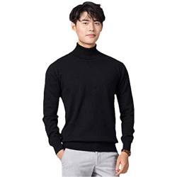 Kaschmir Rollkragenpullover Herren Herbst/Winter Rollkragen Langarm Reine Farbe Pullover Herren, Schwarz , XXXL von Pokem&Hent