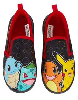 Pokemon Hausschuhe für Kinder Jungen Mädchen Pikachu Slipper mit strapazierfähiger Innen- und Außensohle zum Hineinschlüpfen, Schwarz, 33 EU von Pokémon