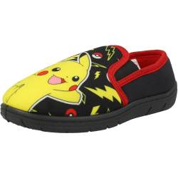 Pokemon Jungen oder Mädchen Twin Gusset Slip On Hausschuhe, Schwarz/Rot, Größe 10 UK, 28 EU von Pokémon