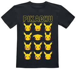 Pokémon Kids - Pikachu Gesichter Unisex T-Shirt schwarz 122/128 von Pokémon