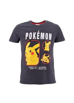 Pokemon T-Shirt für Herren, kurzärmeliges T-Shirt mit Pikachu-Muster, Geschenk für Männer und Jugendliche, Schwarz , XL von Pokémon