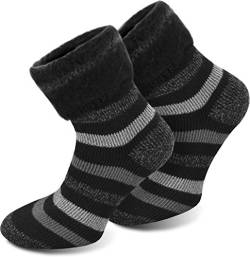 Polar Husky 3 Paar Thermo-Vollplüsch-Socken mit angerauter Innenfläche Farbe Extrem/Hot/Schwarz gestreift Größe 39/42 von Polar Husky