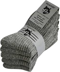 Polar Husky 5 Paar Original Schafwollsocken/Arbeitssocken/Socken mit Dicker Plüschsohle Farbe Graumeliert Größe 43/46 von Polar Husky