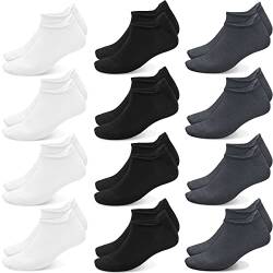 Poligono Sportsocken für Herren und Damen, kurze Anti-Blasen-Sneaker Socken, Weiche Baumwoll Knöchelsocken, Atmungsaktive Socken,Mehrfarbig 12 Paare,35-38 von Poligono