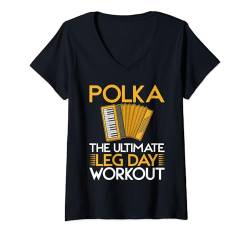 Damen Das ultimative Polka-Workout für den Beintag T-Shirt mit V-Ausschnitt von Polka Music Gifts