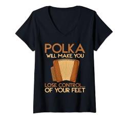 Damen Polka lässt dich die Kontrolle über deine Füße verlieren Polka Polka T-Shirt mit V-Ausschnitt von Polka Music Gifts