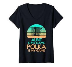 Damen Tante ist mein Name Polka ist mein Spiel Polnische Polka T-Shirt mit V-Ausschnitt von Polka Music Gifts