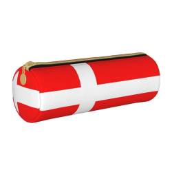 Dänemark Dänische Flagge Druck Leder Federmäppchen Erwachsene Federmäppchen Leder Herren Federmäppchen Stifteetui Stifthalter von PoltEdaro