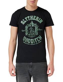 Harry Potter Slytherin Quidditch T Shirt, Adultes, S-2XL, Schwarz, Offizielle Handelsware von Popgear