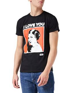 Star Wars Prinzessin Leia Ich Liebe Dich Valentinstag T Shirt, Adultes, S-5XL, Schwarz, Offizielle Handelsware von Popgear