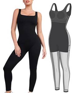 Popilush Shaper Jumpsuit für Damen mit eingebauter Shapewear ärmellos Body Shaper Quadratischer Ausschnitt Sport Romper von Popilush