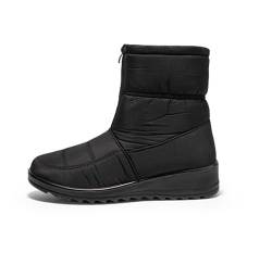 Popoti Damen Schneestiefel, Winterschuhe Keil Boots Gefüttert Winterstiefel Kurzschaft Boots Mittlere Stiefel Casual Outdoor Quaste Warm Schuhe (Schwarz-A, 37) von Popoti