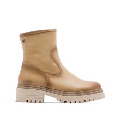 Porronet für Damen. 4623-006 Fiala Beige Lederstiefeletten mit Reißverschluss Fiala beige (36), 3 bis 5 cm, Lässig von Porronet