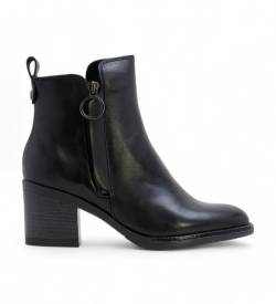 Porronet für Damen. 4640-001 Jaela Lederstiefelette schwarz (40), 5 bis 8 cm, Reißverschluss, Lässig von Porronet