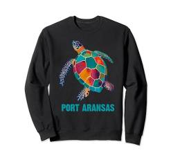 Port Aransas TX Texas Strandurlaub Meeresschildkröte mit der Familie Sweatshirt von Port Aransas Texas Vintage Travel Apparel