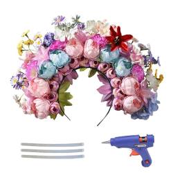 Poupangke Blumen-Haarband, Blumen-Stirnband - Hochzeit Haarreif - Stirnband-Herstellungsset für Hochzeitsfeiern, dekorative Braut-Haarbänder, Braut-Stirnbänder von Poupangke