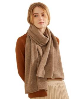 Prettystern Yak-Wolle und Lamm-Wolle luftig Warm Strick-Schal Winter-Schal Kaschmir Stola für Herren Damen Braun von Prettystern